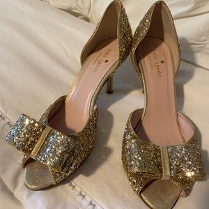 Kate Spade ♠️ Gold sparkly heels